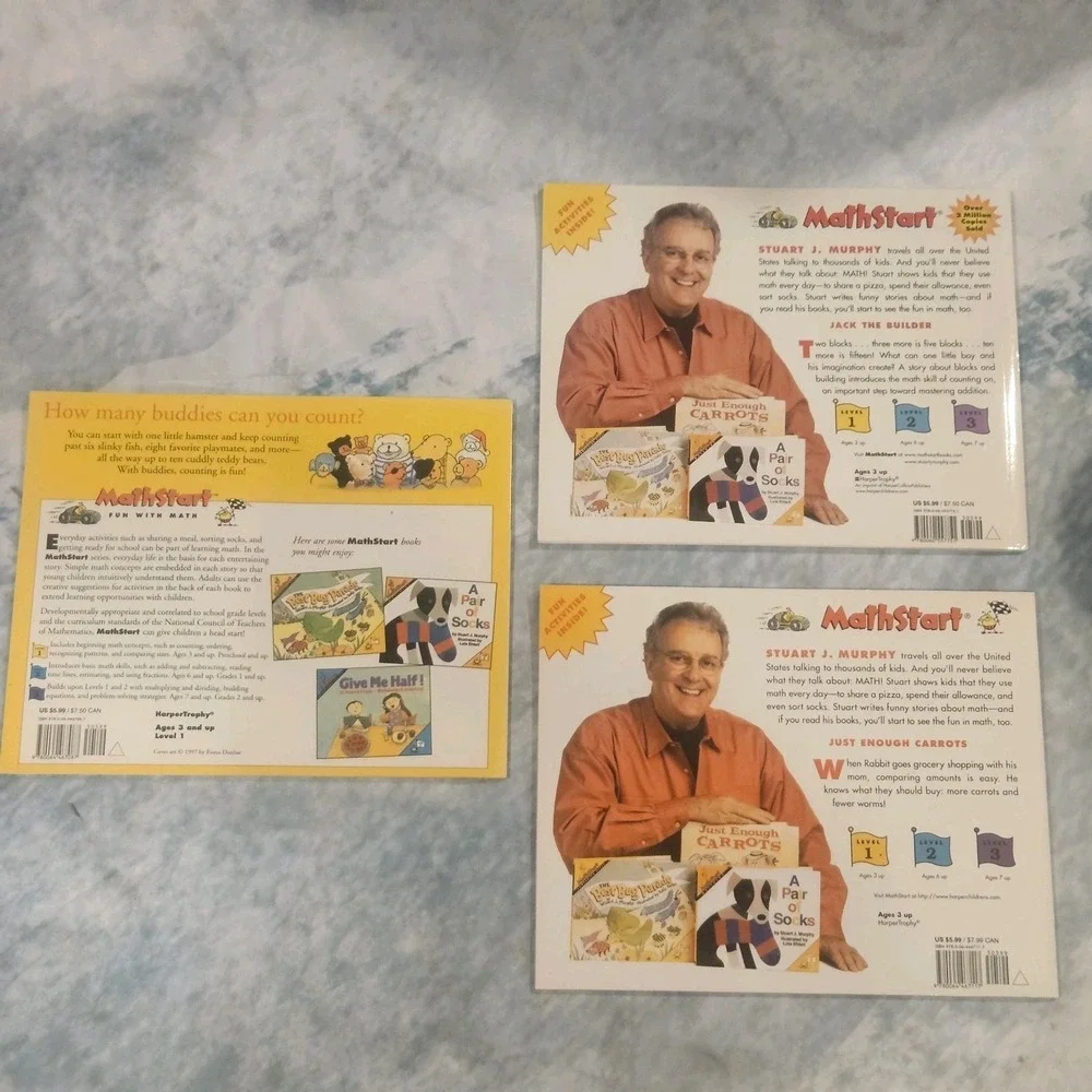 MathStart Level 1 & 2 Book Lot‎ Stuart J Murphy Homeschool Early Math 5 Books